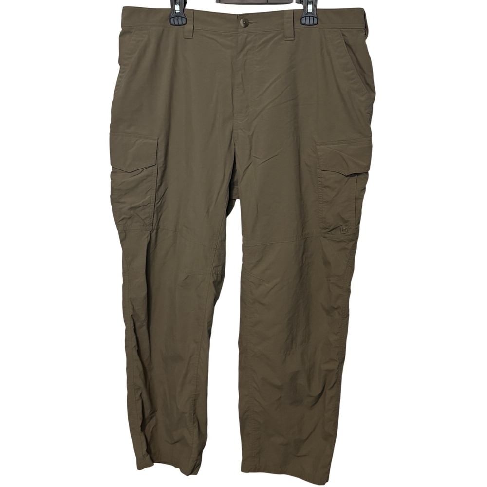 REI Cargo Pants Mens XXL 40x29.5" Brown Hiking Lightweight Nylon Elastic Waist